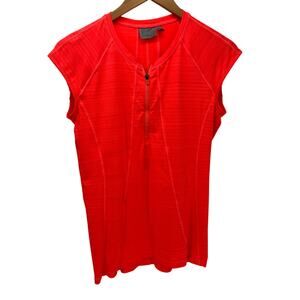 Athleta Swim Shirt Womens Medium Pacifica Tank 1/2 Zip Neon Orange Beach Pool
